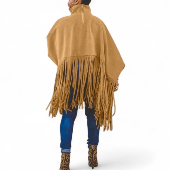 Tassel Turtleneck Poncho Top NWOT - Picture 3 of 3